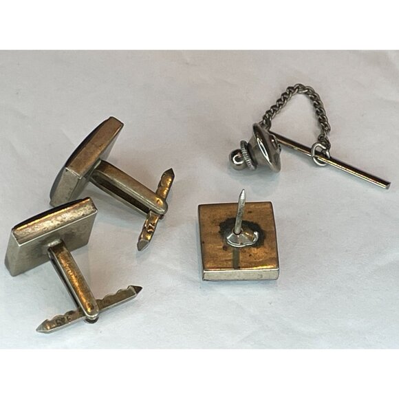 Sterling Silver & Hematite Cameo Soldier Cufflinks & Tie Clip Set - Picture 6 of 11